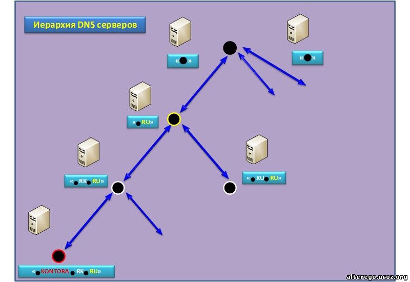 Иерархия DNS серверов